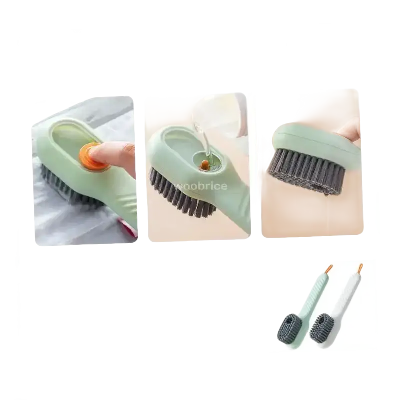 Cleaning brush with soap dispenser.