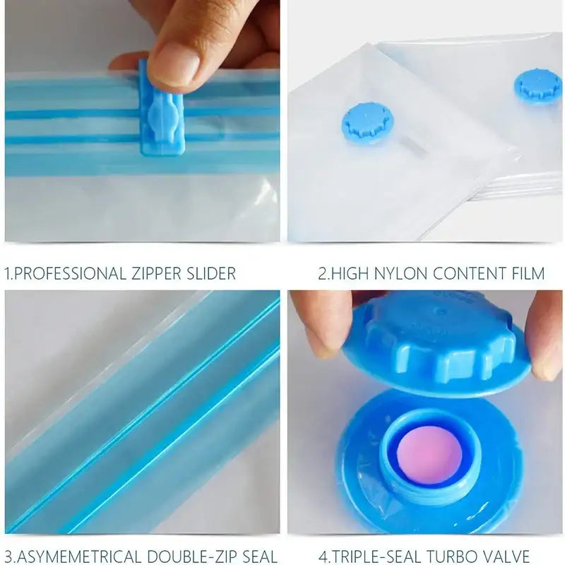 1PC Transparent Border Vacuum Bag For Clothes Storage Bag Home Organizer Compressed Seal Travel Saving Bag