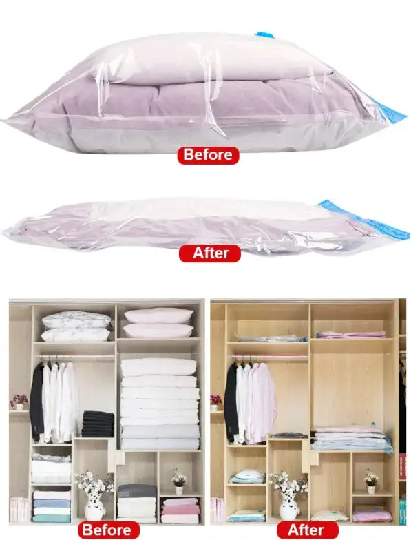 1PC Transparent Border Vacuum Bag For Clothes Storage Bag Home Organizer Compressed Seal Travel Saving Bag