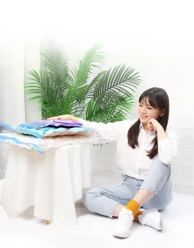 1PC Transparent Border Vacuum Bag For Clothes Storage Bag Home Organizer Compressed Seal Travel Saving Bag