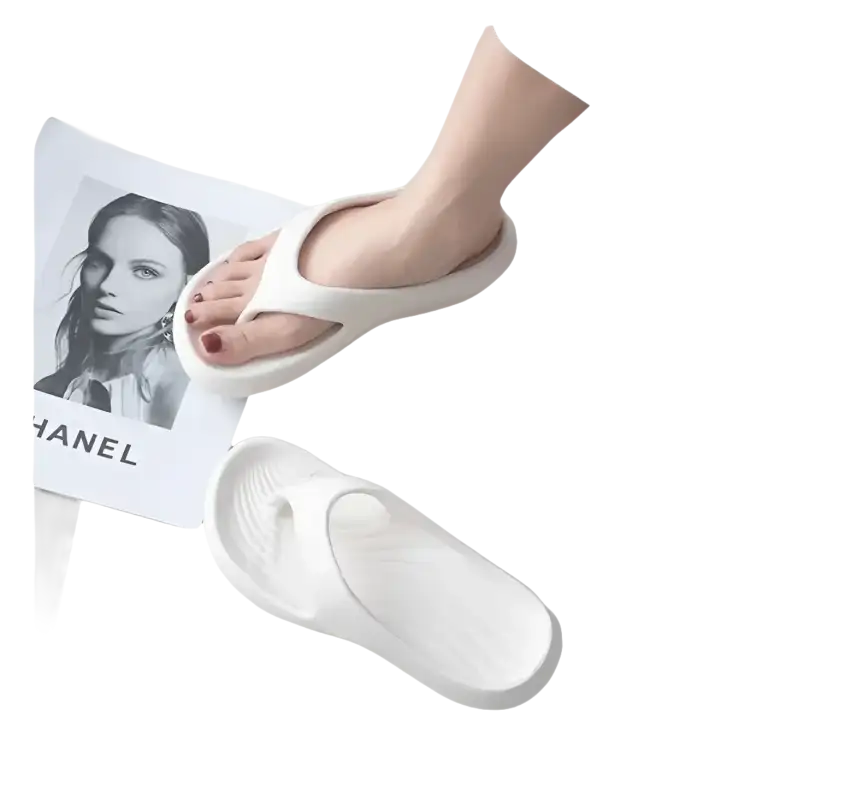 White platform flip-flops.