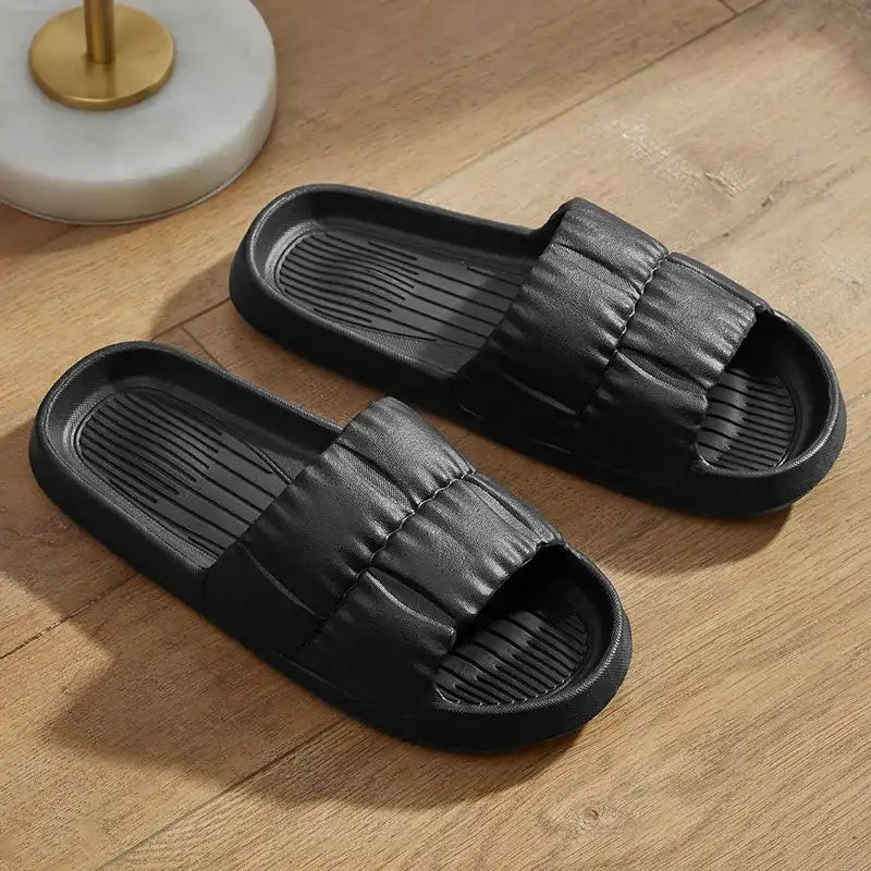 2025 Women Soft Sole Cloud Slippers Thick Platform Indoor Outdoor Beach Sandals Summer EVA Non Slip Flip Flops - Black
