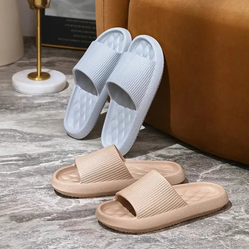 4cm Thick Platform Pillow Slippers Women 2024 Summer Eva Soft Sole Indoor Slides Woman Flat Non Slip Bathrooom Home