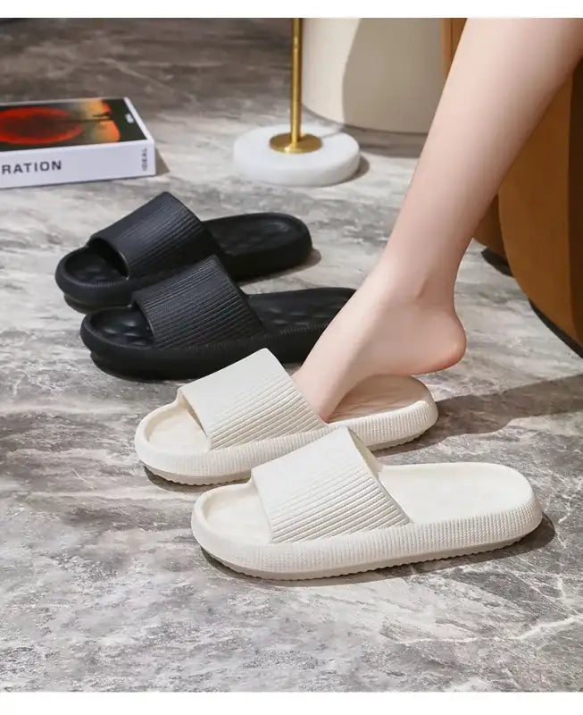 4cm Thick Platform Pillow Slippers Women 2024 Summer Eva Soft Sole Indoor Slides Woman Flat Non Slip Bathrooom Home