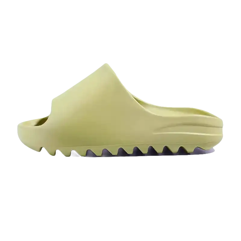 Olive green slide sandal.