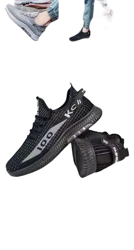Black athletic shoes.