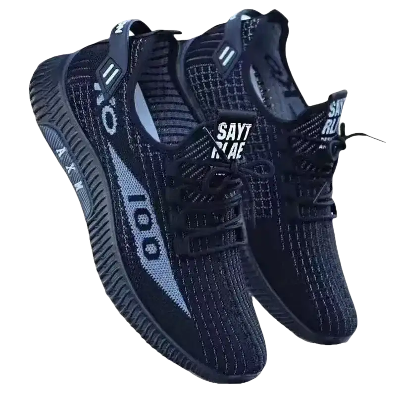 Pair of black athletic shoes.