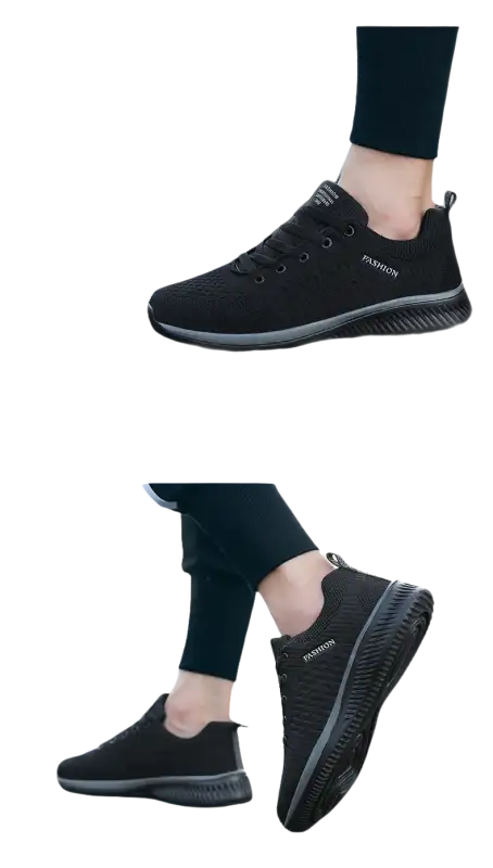 Black athletic shoes.