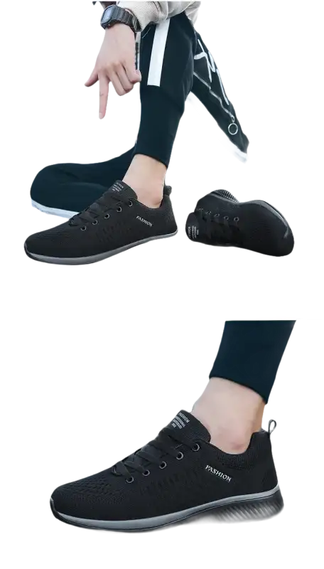 Black athletic shoes.