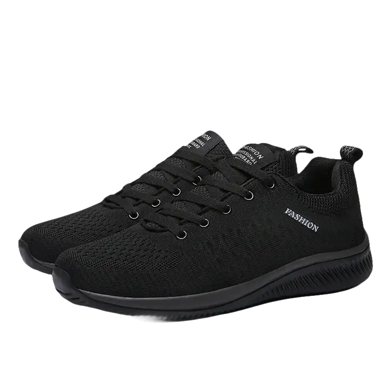 Black lace-up athletic shoes.