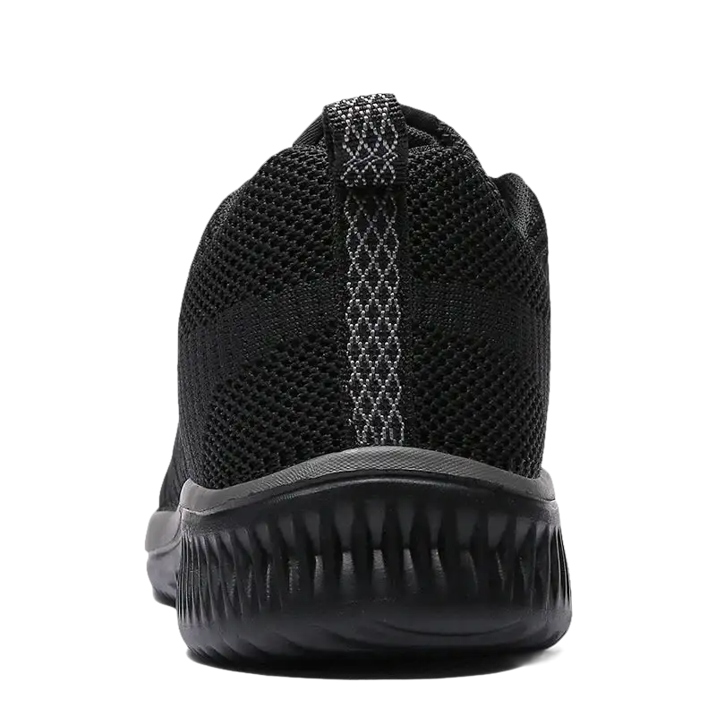 Black mesh running shoe.