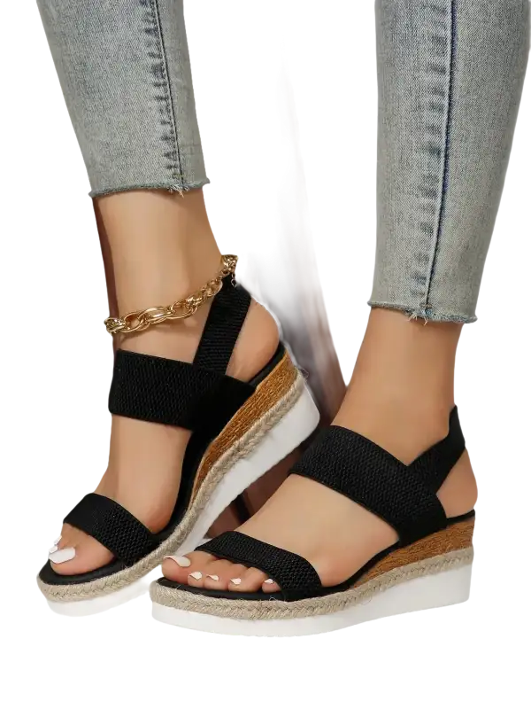 Black platform sandals.