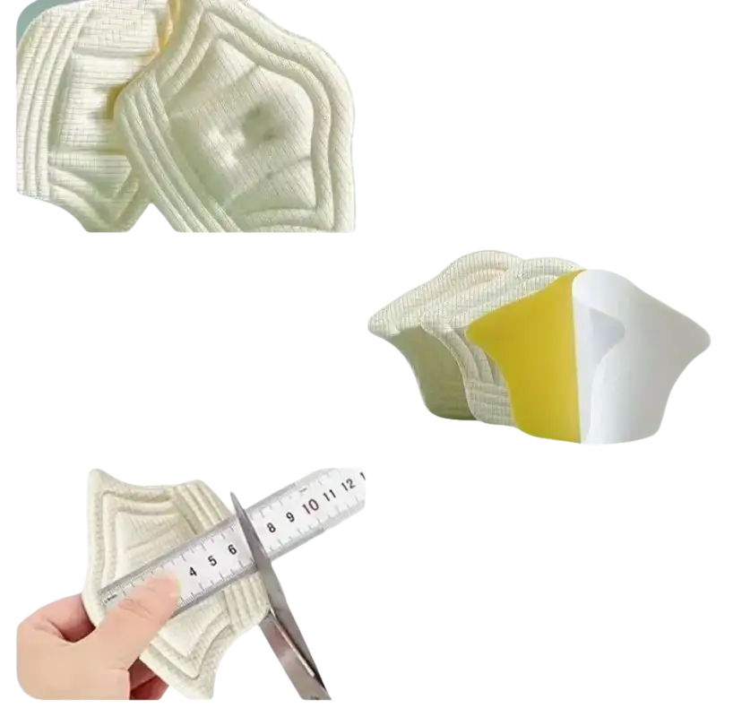 Breathable, soft, and adhesive fabric pads.