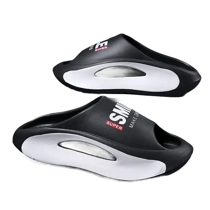 Black and white platform slides.