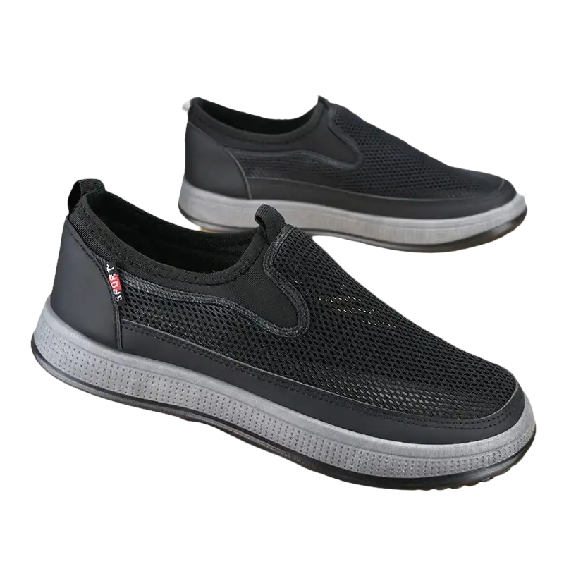 Black mesh slip-on casual sneakers for men’s summer shoes mesh breathable comfort