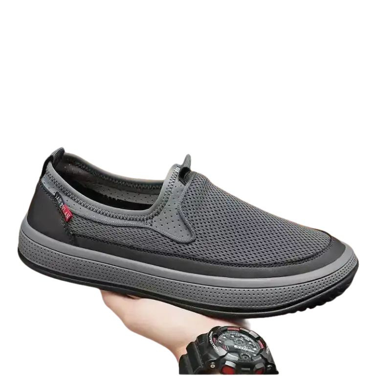 Gray mesh slip-on shoes the perfect casual sneakers for men’s summer shoes breathable comfort