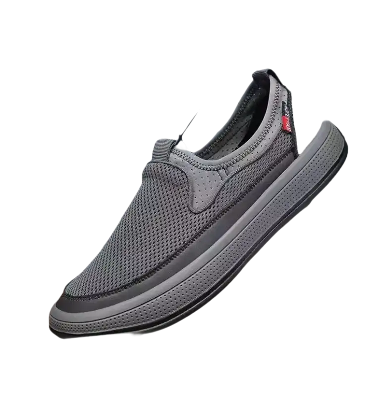 Gray mesh slip-on shoe from Comfy Summer Shoes, trendy breathable men’s summer shoes