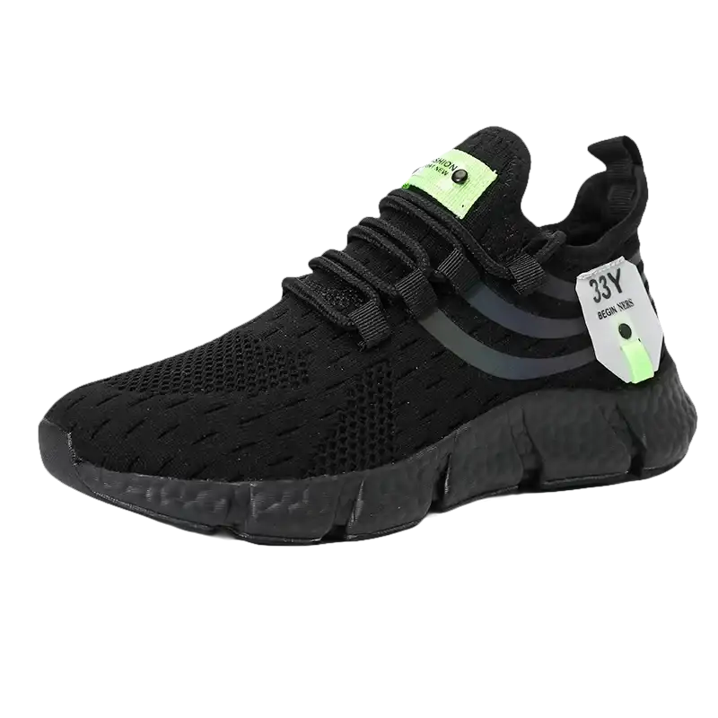 Black athletic shoe.
