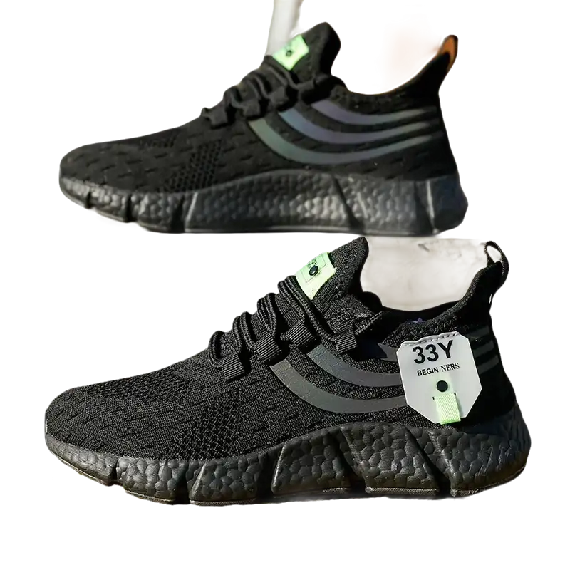 Black athletic shoes.