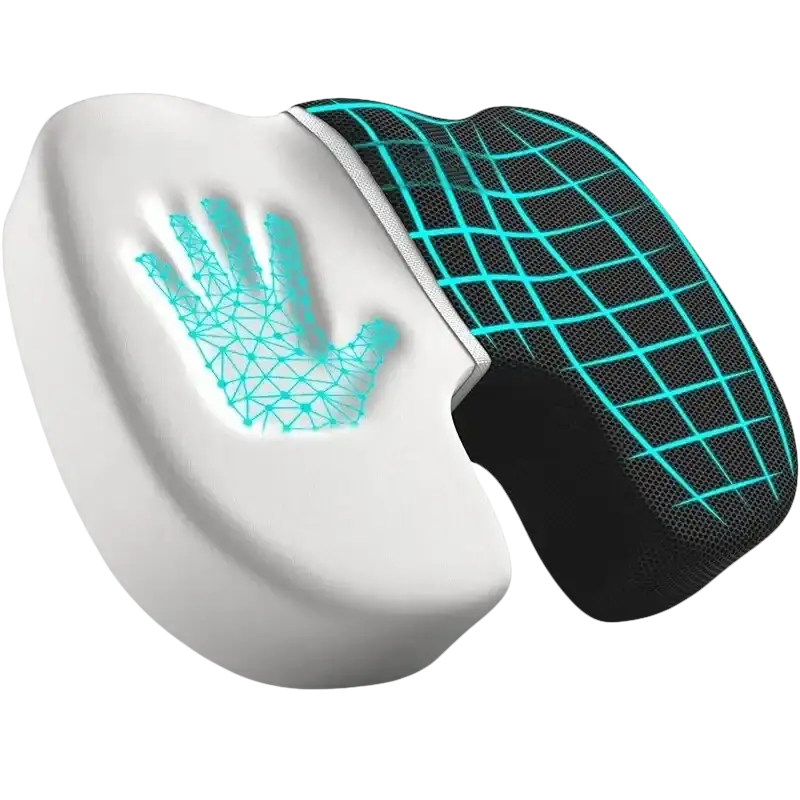 Memory foam seat cushion with grid pattern.