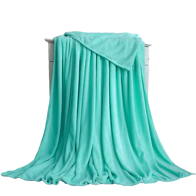 Aqua-colored plush blanket.