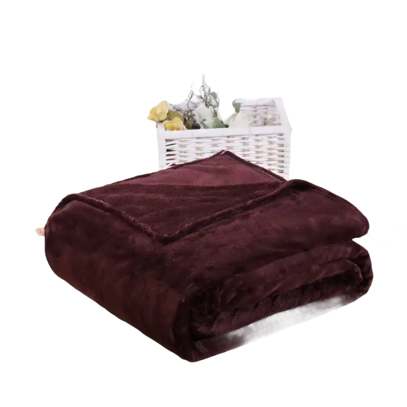 Burgundy plush blanket.