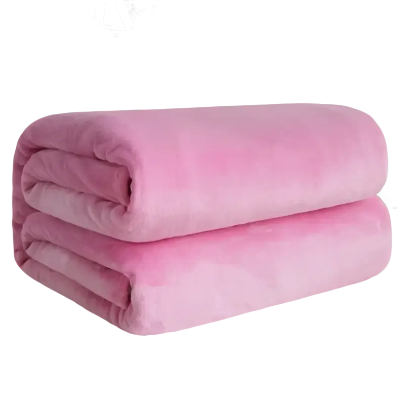 Folded pink plush blanket.