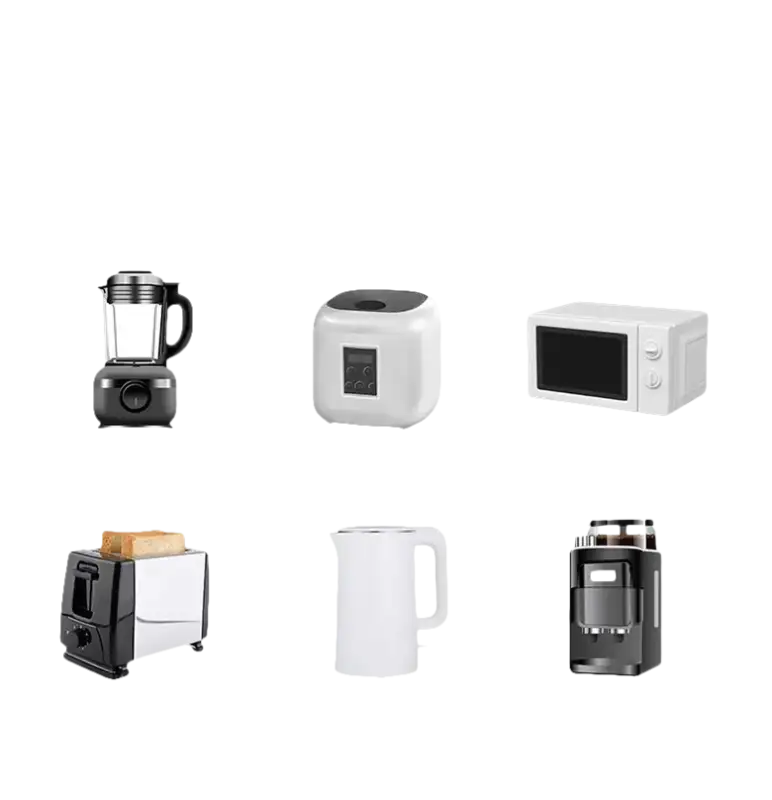 Kitchen appliances collage.