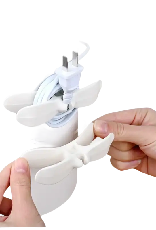 White plastic cord organizer.