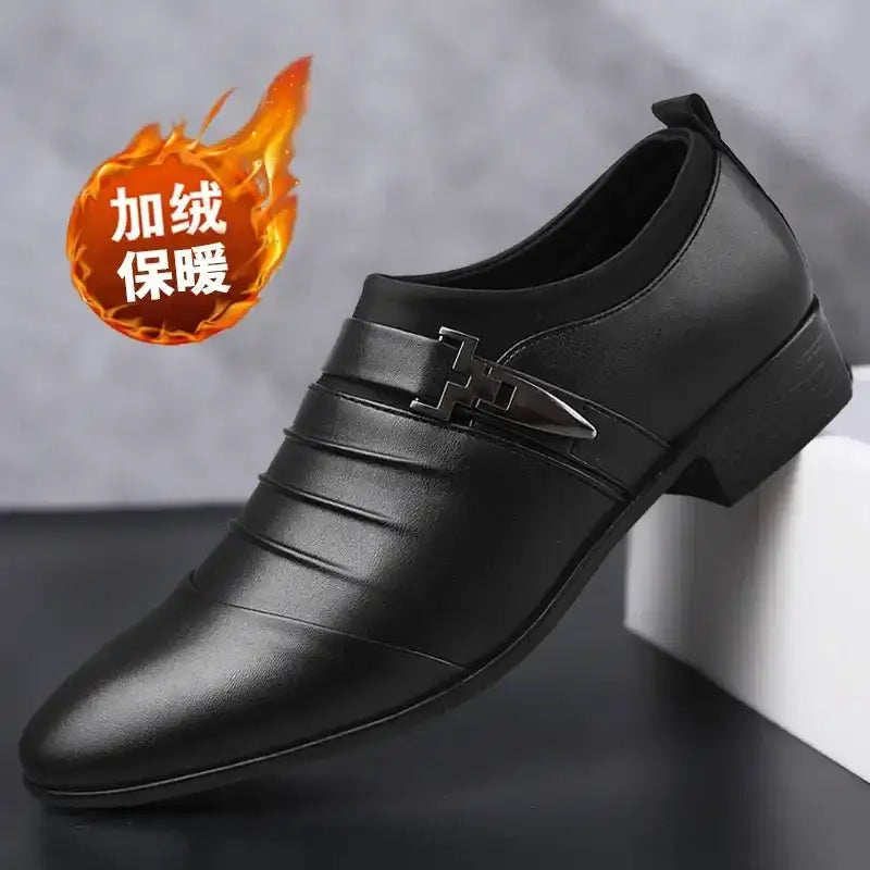 Cotton Leather Shoes Men Formal Dress Shoes Luxury Business Oxford Male Office Wedding Dress Shoes for Men Winter New