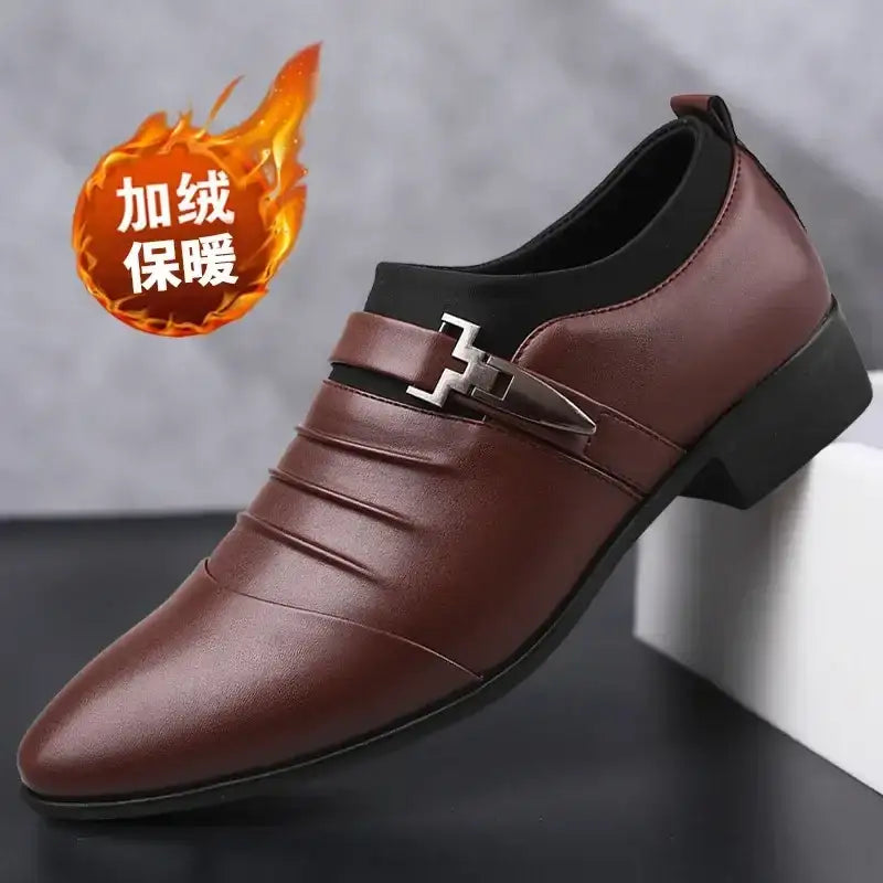 Cotton Leather Shoes Men Formal Dress Shoes Luxury Business Oxford Male Office Wedding Dress Shoes for Men Winter New