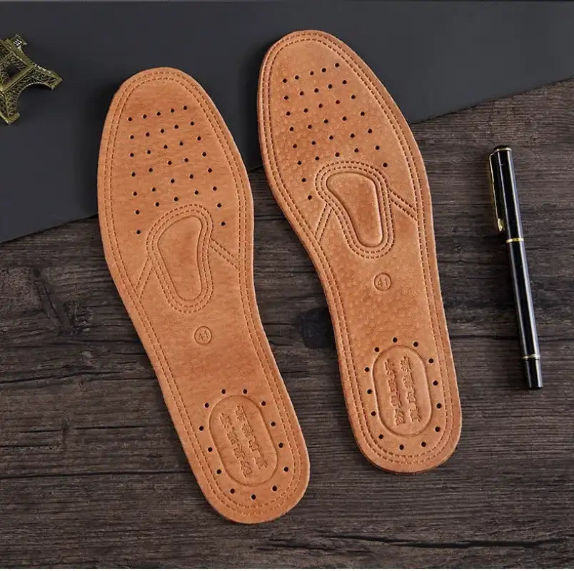 Real Cowhide Insole Leather Shoes Boots Shoe Inserts Soft Breathable Deodorant Anti-slip Template Shock Absorbing