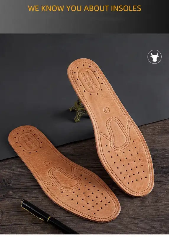 Real Cowhide Insole Leather Shoes Boots Shoe Inserts Soft Breathable Deodorant Anti-slip Template Shock Absorbing