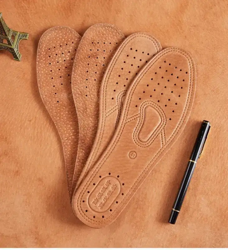 Real Cowhide Insole Leather Shoes Boots Shoe Inserts Soft Breathable Deodorant Anti-slip Template Shock Absorbing