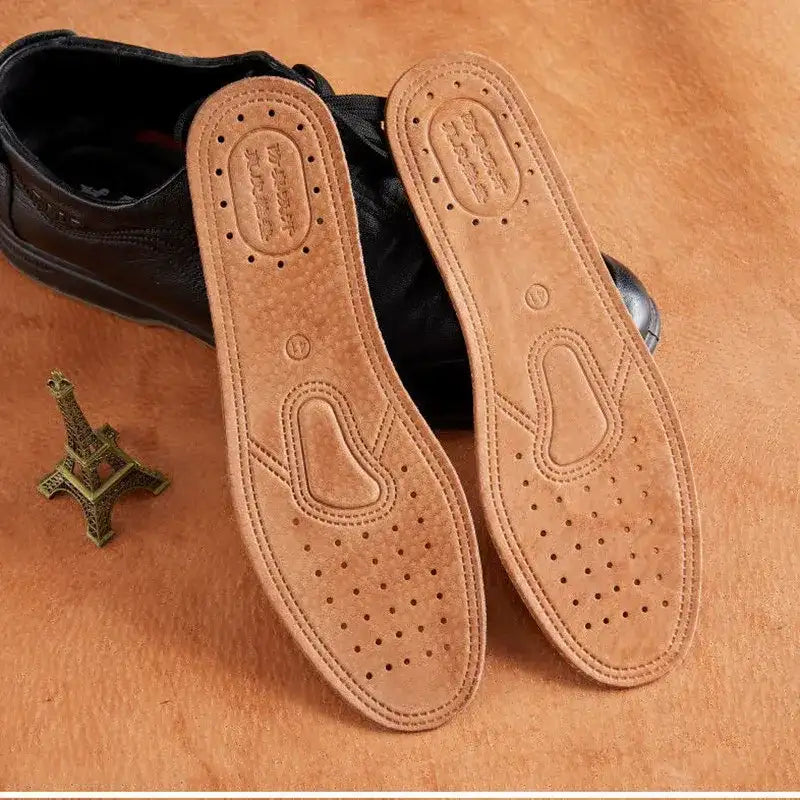Real Cowhide Insole Leather Shoes Boots Shoe Inserts Soft Breathable Deodorant Anti-slip Template Shock Absorbing
