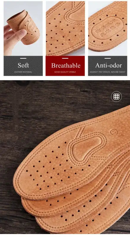 Real Cowhide Insole Leather Shoes Boots Shoe Inserts Soft Breathable Deodorant Anti-slip Template Shock Absorbing