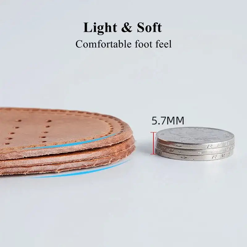 Real Cowhide Insole Leather Shoes Boots Shoe Inserts Soft Breathable Deodorant Anti-slip Template Shock Absorbing