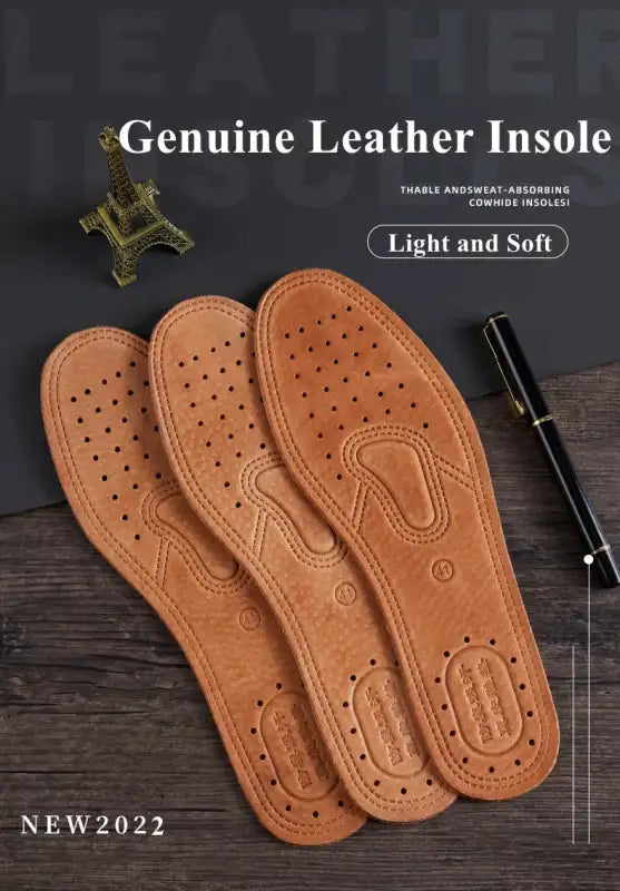 Real Cowhide Insole Leather Shoes Boots Shoe Inserts Soft Breathable Deodorant Anti-slip Template Shock Absorbing