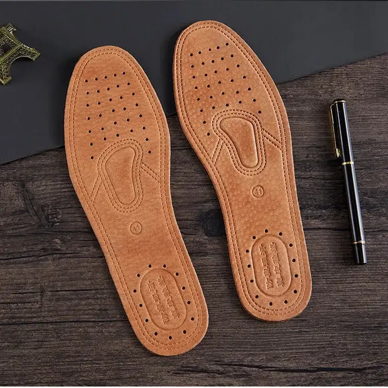 Real Cowhide Insole Leather Shoes Boots Shoe Inserts Soft Breathable Deodorant Anti-slip Template Shock Absorbing