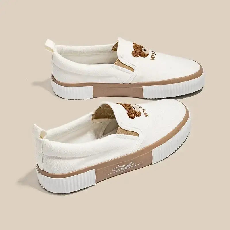 Little Bear Women’s Vulcanize Shoes Comfortable and Casual Slip-On Flat Shoes Slip-Ons Women Shoes Zapatillas De Mujer