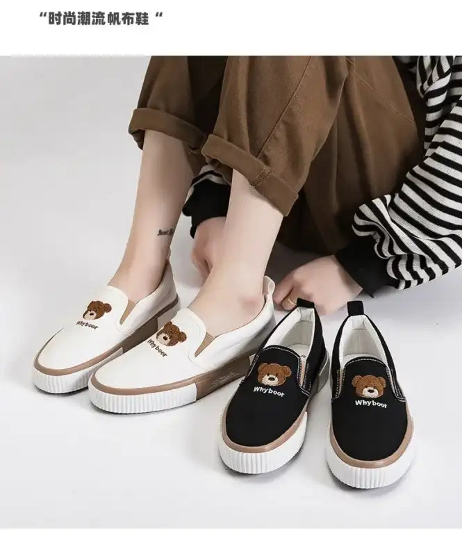 Little Bear Women’s Vulcanize Shoes Comfortable and Casual Slip-On Flat Shoes Slip-Ons Women Shoes Zapatillas De Mujer