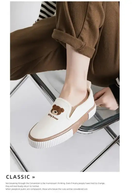 Little Bear Women’s Vulcanize Shoes Comfortable and Casual Slip-On Flat Shoes Slip-Ons Women Shoes Zapatillas De Mujer