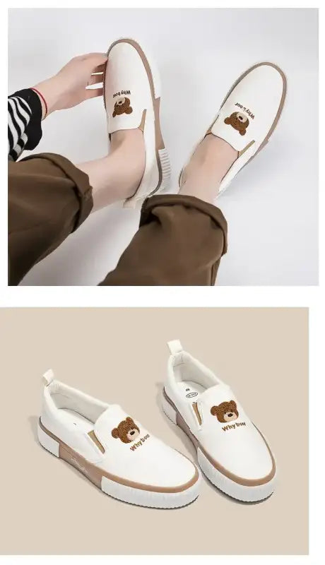 Little Bear Women’s Vulcanize Shoes Comfortable and Casual Slip-On Flat Shoes Slip-Ons Women Shoes Zapatillas De Mujer