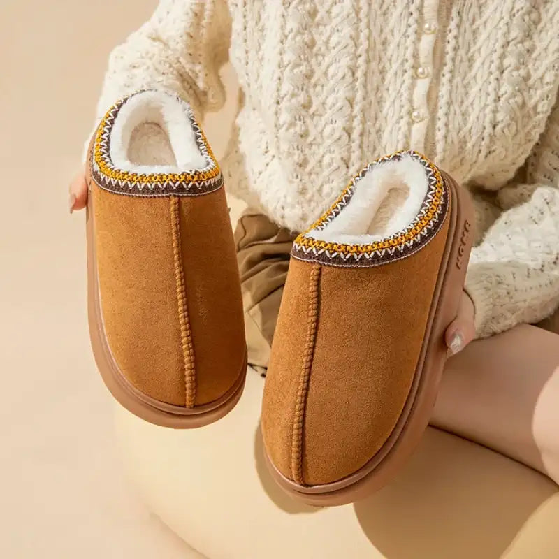 Platform Fluffy Slippers Women House Flats Fashion Plush Winter Designer Shoes Ladies Home Elegant Casual Footwear