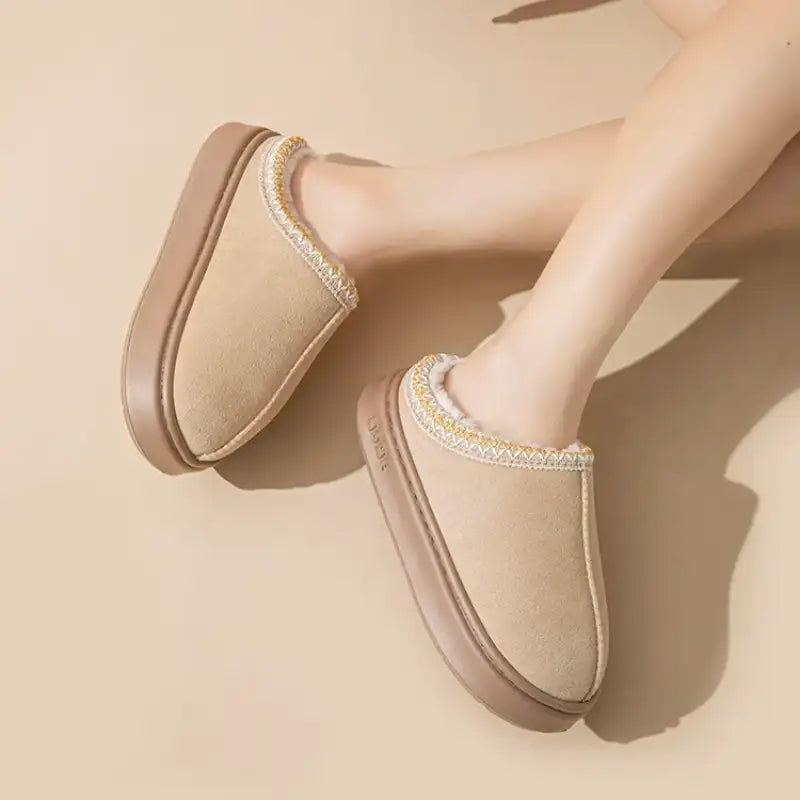 Platform Fluffy Slippers Women House Flats Fashion Plush Winter Designer Shoes Ladies Home Elegant Casual Footwear