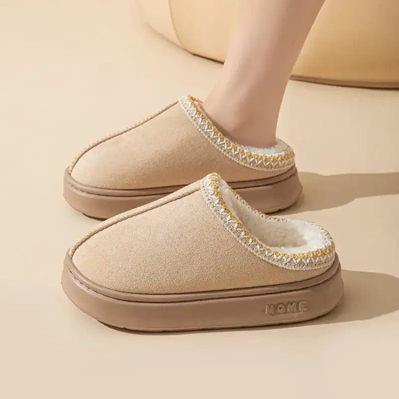 Platform Fluffy Slippers Women House Flats Fashion Plush Winter Designer Shoes Ladies Home Elegant Casual Footwear