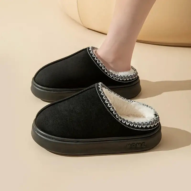 Platform Fluffy Slippers Women House Flats Fashion Plush Winter Designer Shoes Ladies Home Elegant Casual Footwear