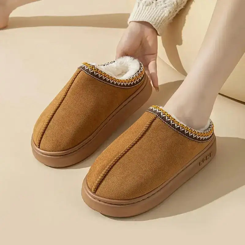 Platform Fluffy Slippers Women House Flats Fashion Plush Winter Designer Shoes Ladies Home Elegant Casual Footwear