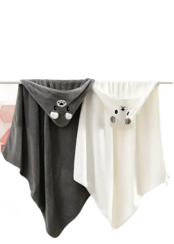 Hooded animal-themed towels.