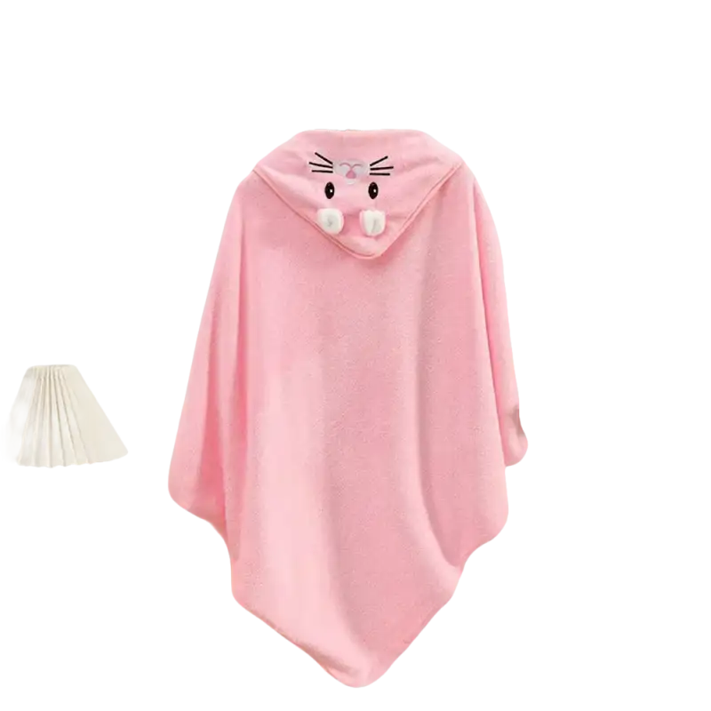 Pink hooded animal towel.